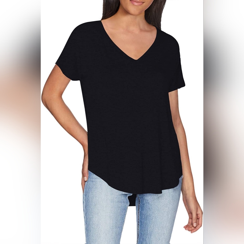 Daily Ritual Women's Jersey Relaxed-Fit Short-Sleeve V-Neck Longline T-Shirt